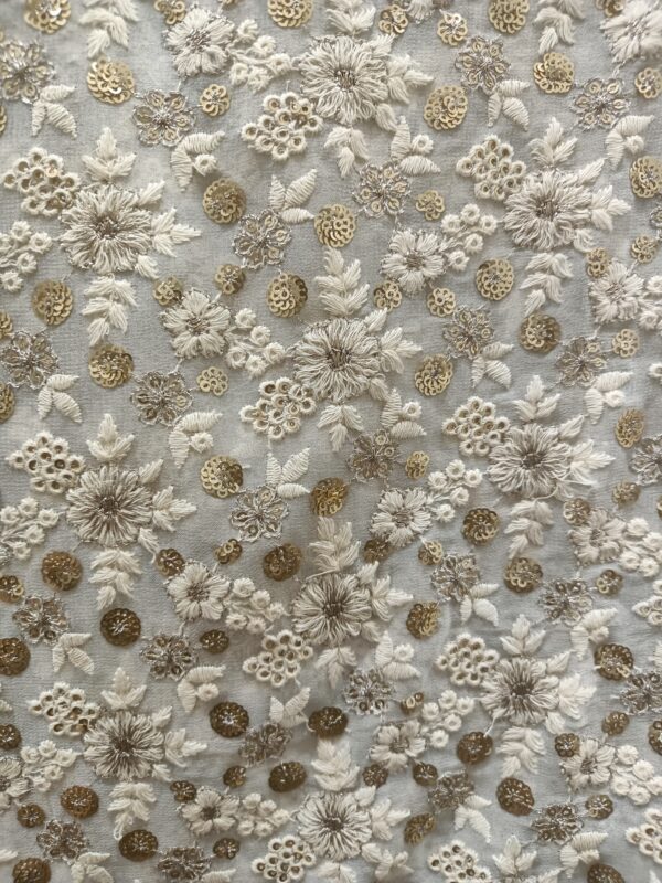 Georgette Flower Embroidery Designer Dyeble Fabric-5