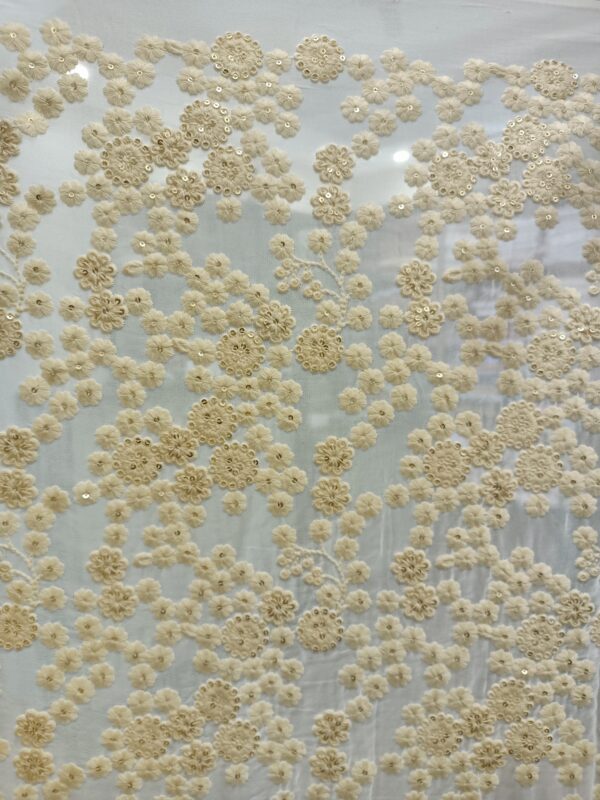 Georgette flower Embroidery Designer Dyeble Fabric-7