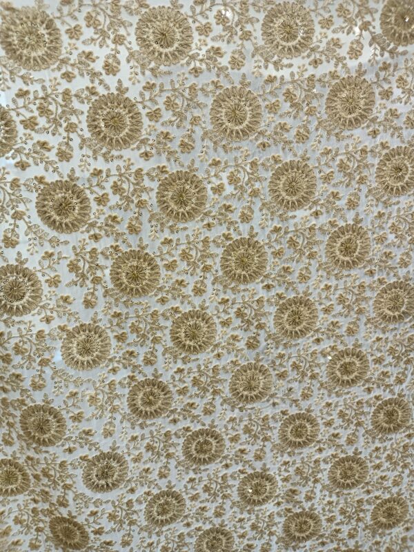 Georgette Flower Embroidery Designe Dyeble Fabric-9