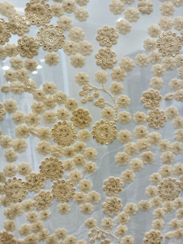 Georgette Base Flower Embroidery Dyeble fabric