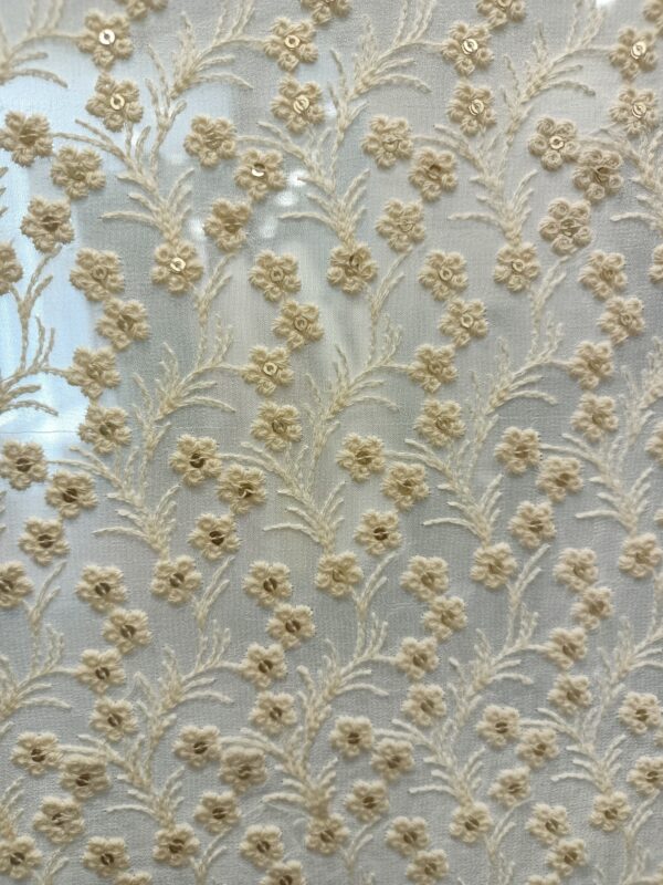 Georgette Base Flower Embroidery Dyeble Designer Fabric