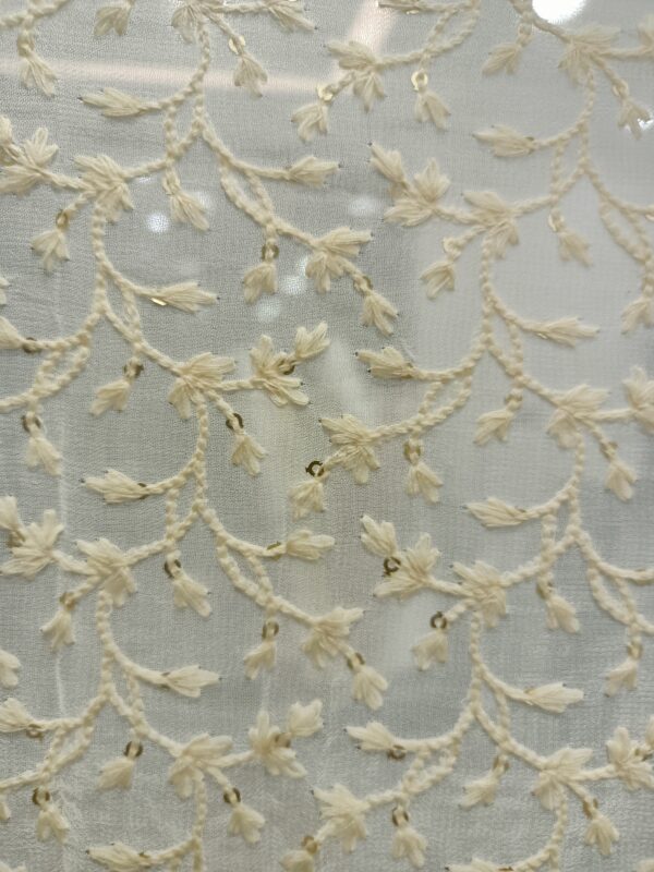 Georgette Base Embroidery Designer Dyeble fabric