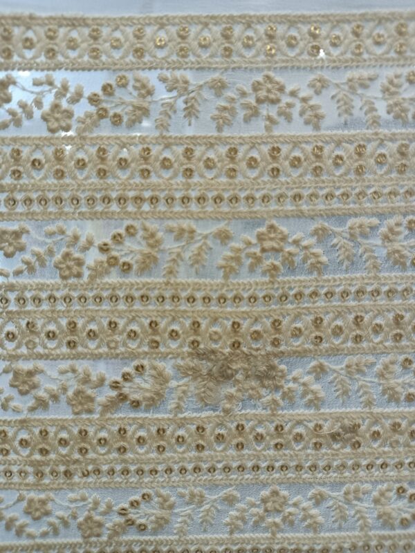 Georgette Base Flower Embroidery Dyeble Designer Fabric