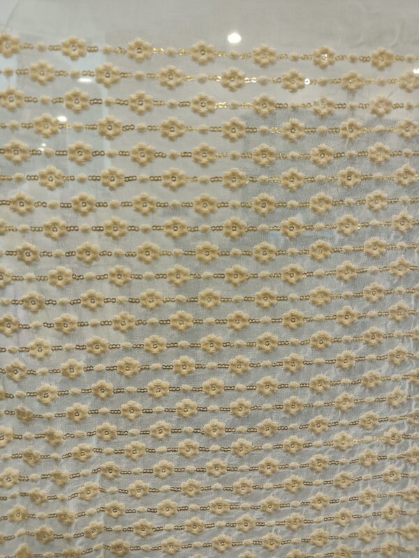 Georgette Base Flower Embroidery Dyeble Designer Fabric