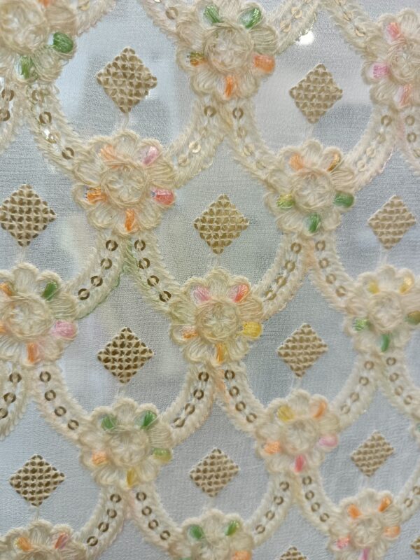 Georgette Base colour Embroider Dyeble Designer Fabric