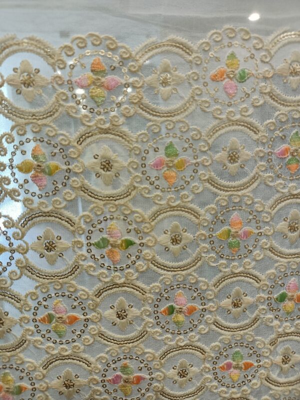 Georgette Base Colour Embroidery Dyeble Designer Fabric