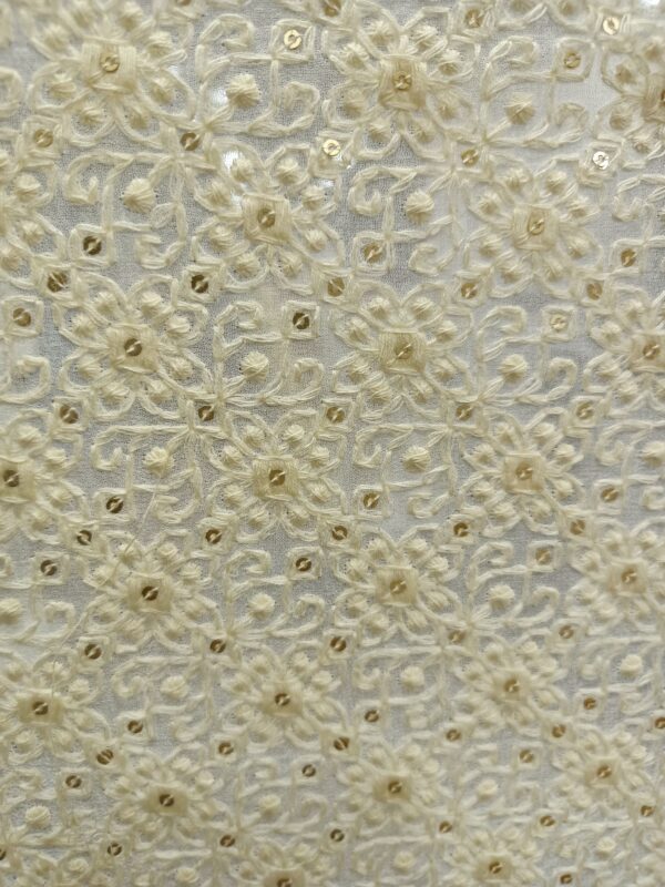 Georgette Base Flower Embroidery Dyeble Designer Fabric