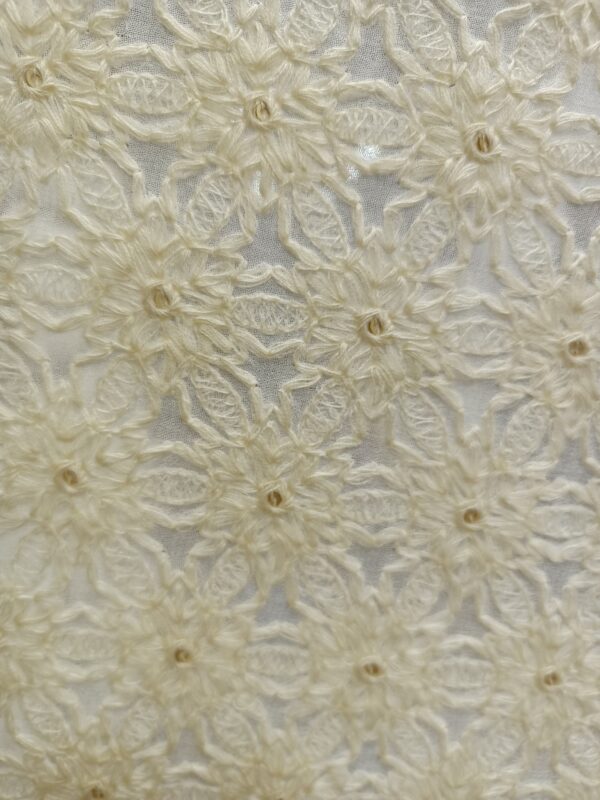 Georgette Base Flower Embroidery Dyeble Designer Fabric