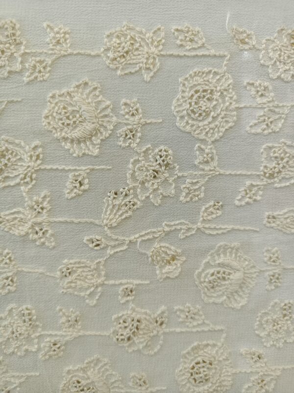 Georgette Rose embroidery Designer Fabric