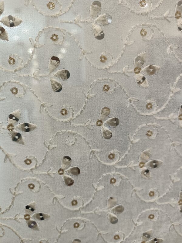 Georgette Pure White Designer Fabric