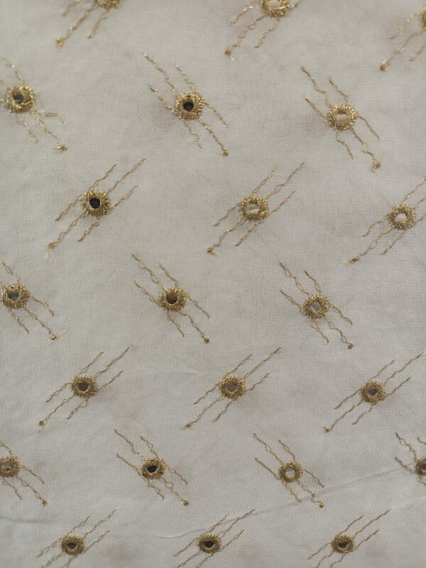 Georgette Golden mirror work Designer fabric