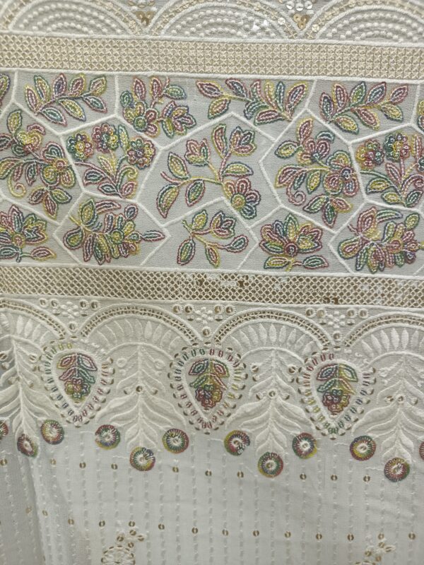 Scalp Border multiple colours sequence Georgette Designer Fabric