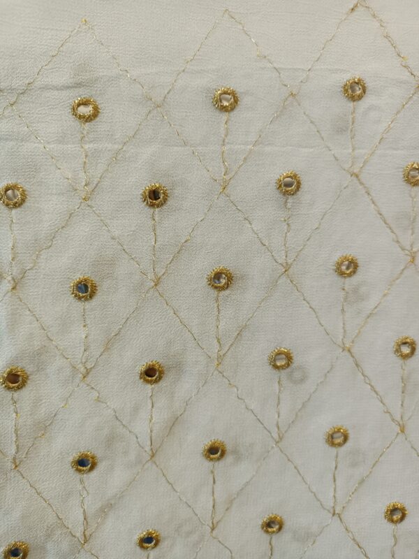 Georgette Base Golden mirror work Designer fabric