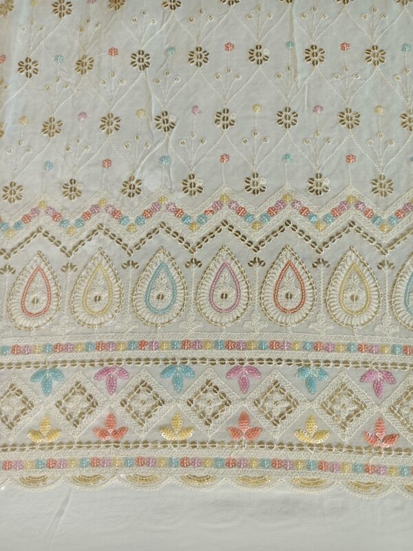 Georgette Base Multiple sequence Designer Fabric with border